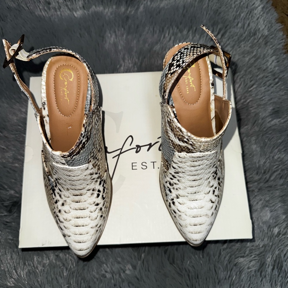 Snakeskin Slingback Mules - Picture 3 of 8